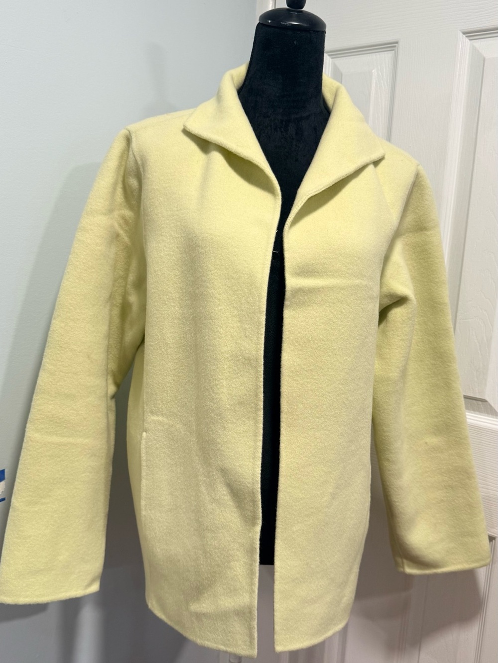 Eileen Fisher Jacket Blazer Car Coat Pistachio Green Wool Blend